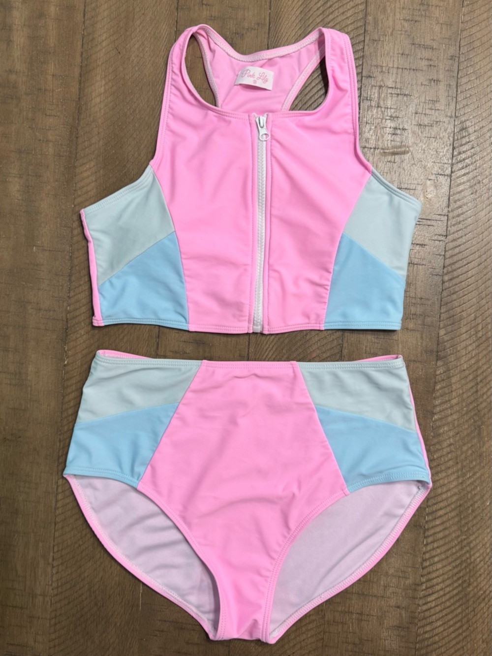 Pink Lily Colorblock Swim| Two piece| Medium - Picture 2 of 4